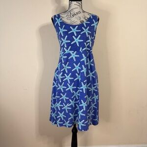 West Indies Wear Seastar Starfish Cotton Knit Dress Blue White Large L Resort